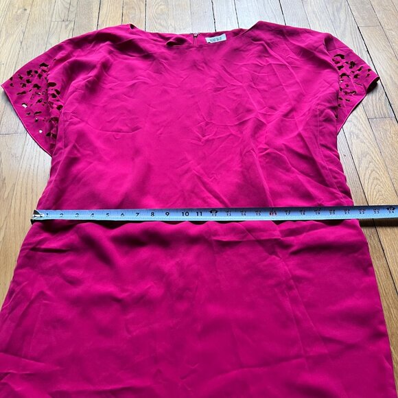 Rene Ruiz Size 16 NEW Hot Berry Pink Cocktail Lace Cutout Cap Sleeve Crepe Dress - Picture 10 of 11